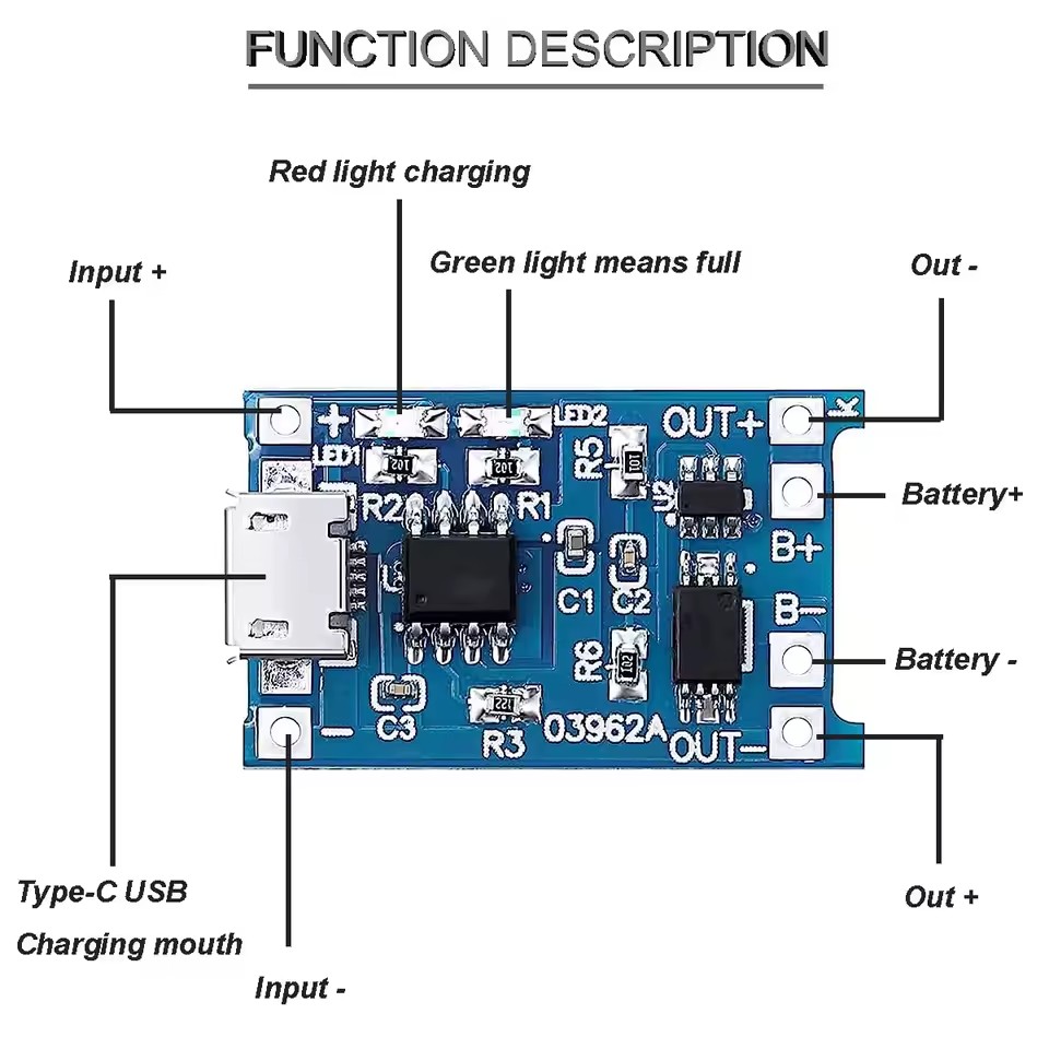 USB Type-C TP4056 Charging Mod - Tp4056 Module ulasan dan harga